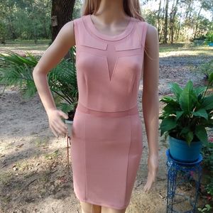 "Valentine" peach slim mini dress w/sheer sides